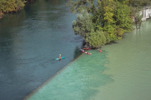 People Kayaking on the Lake