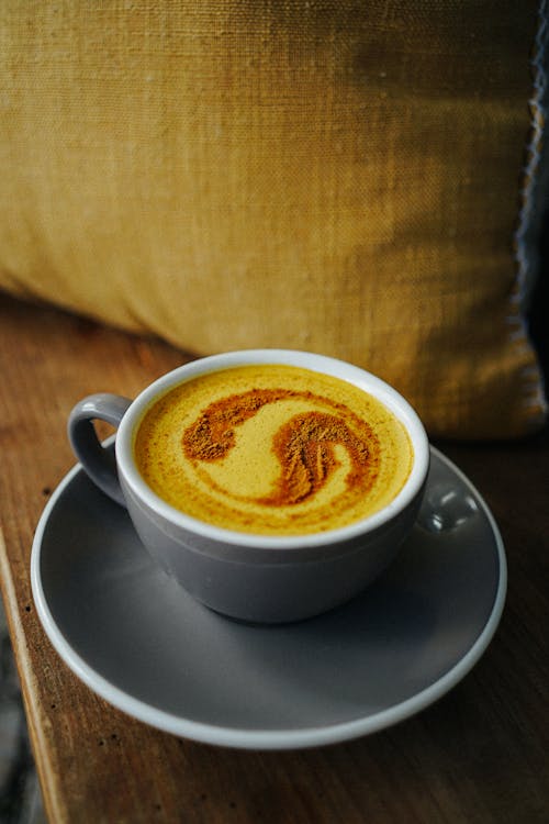Latte Coffee With Cinnamon and Curcuma