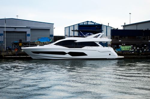 Free A sleek, modern yacht moored at Poole Marina, highlighting luxury and nautical design. Stock Photo