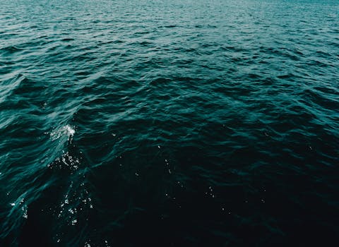 柔和的涟漪与宁静的蓝色色调捕捉了海洋表面的宁静