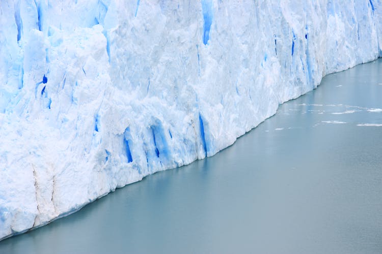 Glacier Ice Wall Meeting Water Surface