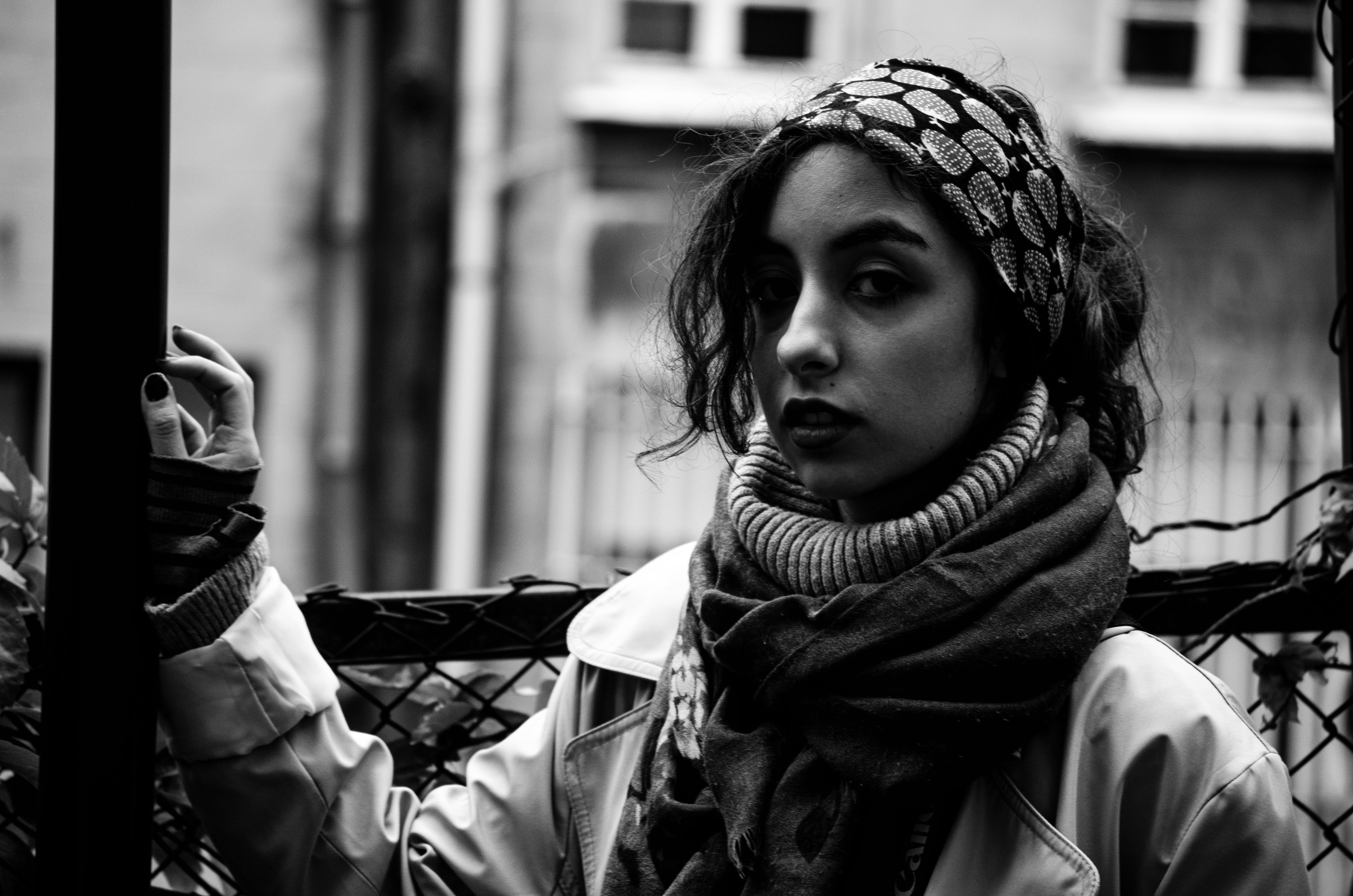 Black and White Photo of Woman Wearing Headscarf · Free Stock Photo