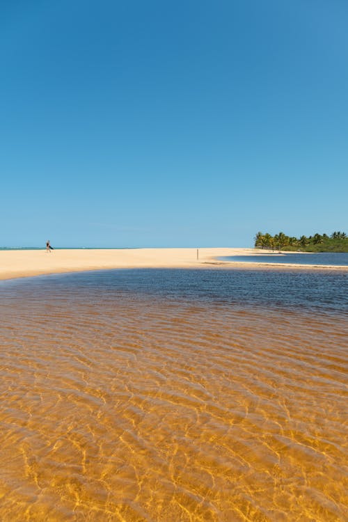 Free White Sand on Shallow Waters  Stock Photo