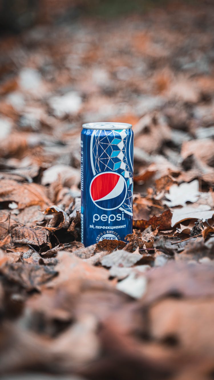 Pepsi Can On Dried Leaves