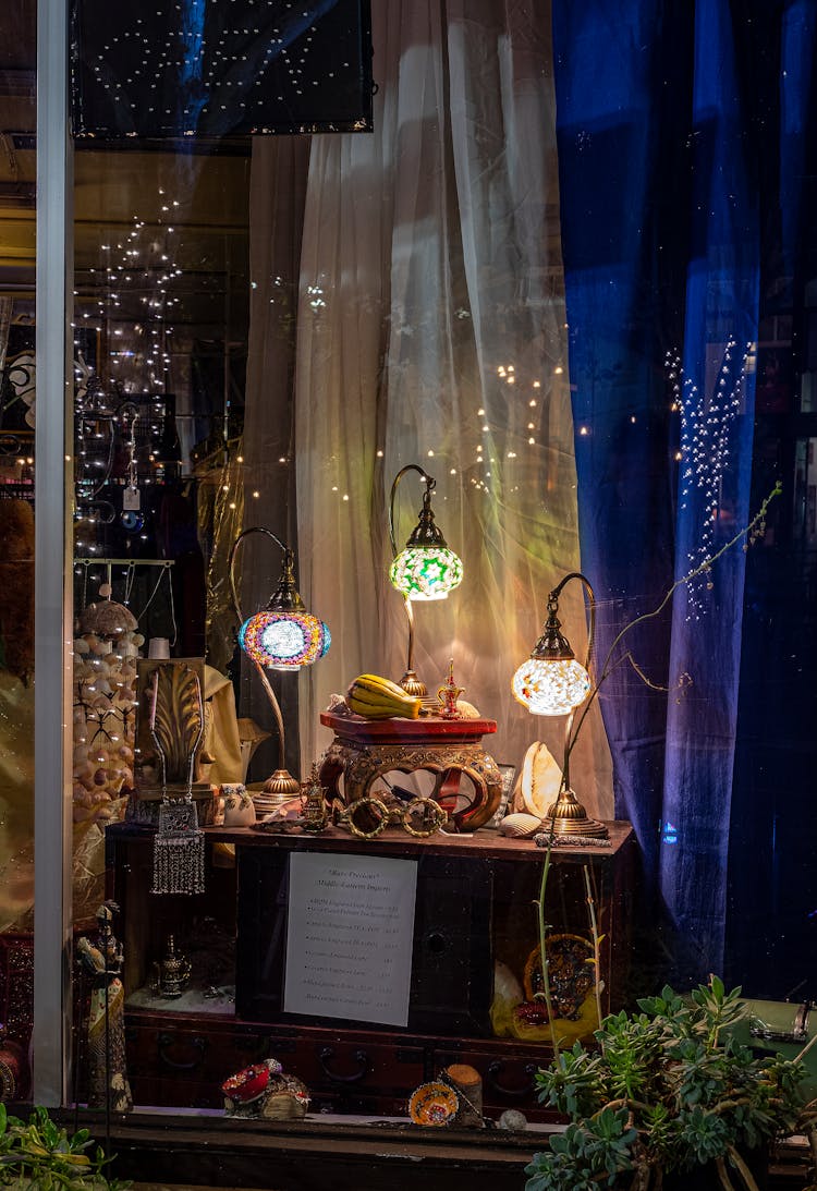 Home Decoration Display Window By Night