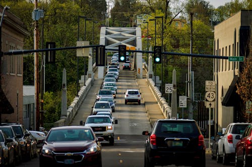 Free Heavy Traffic of Cars on the Road Stock Photo