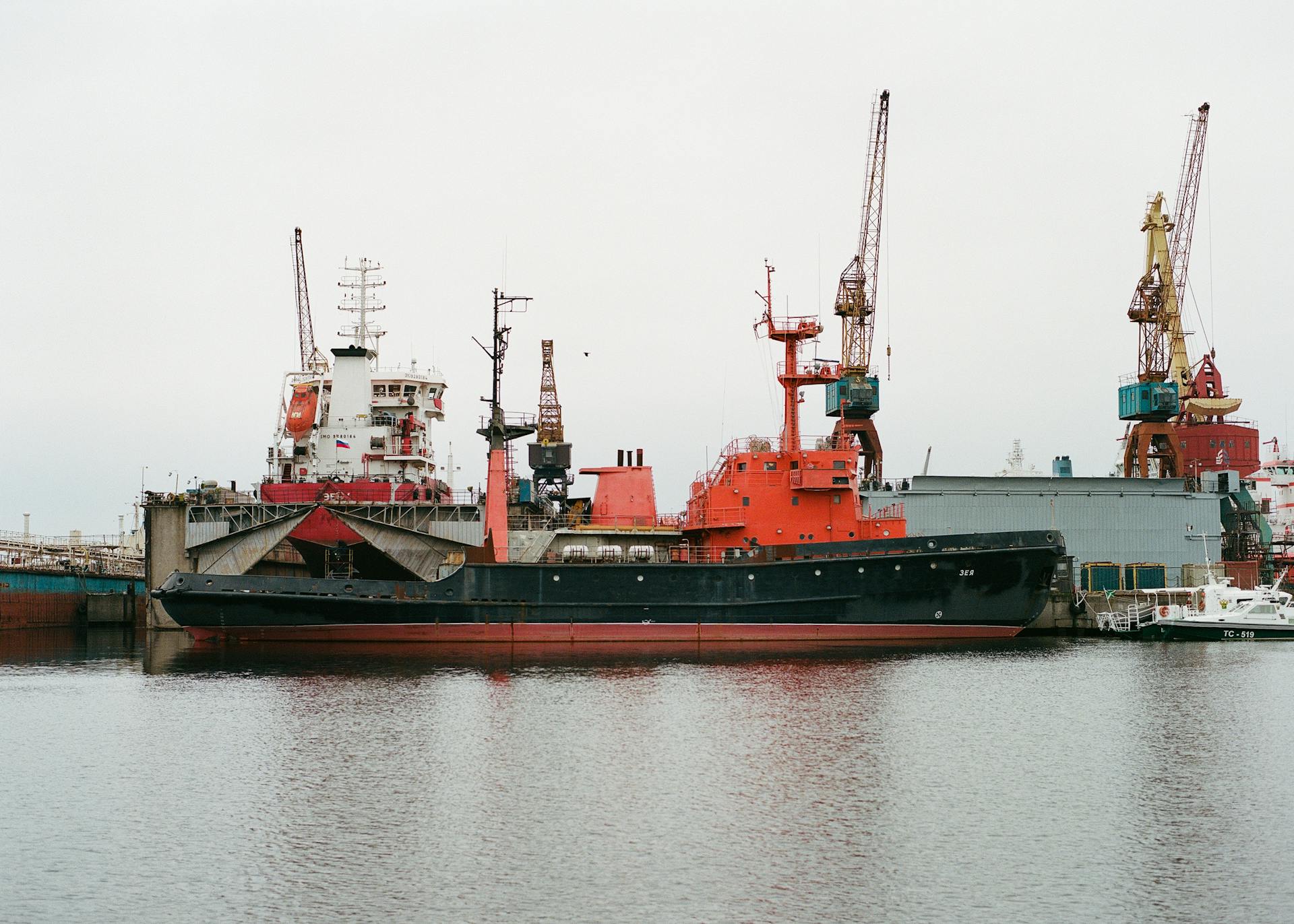 View of Ship Docking at Reloading Wharf