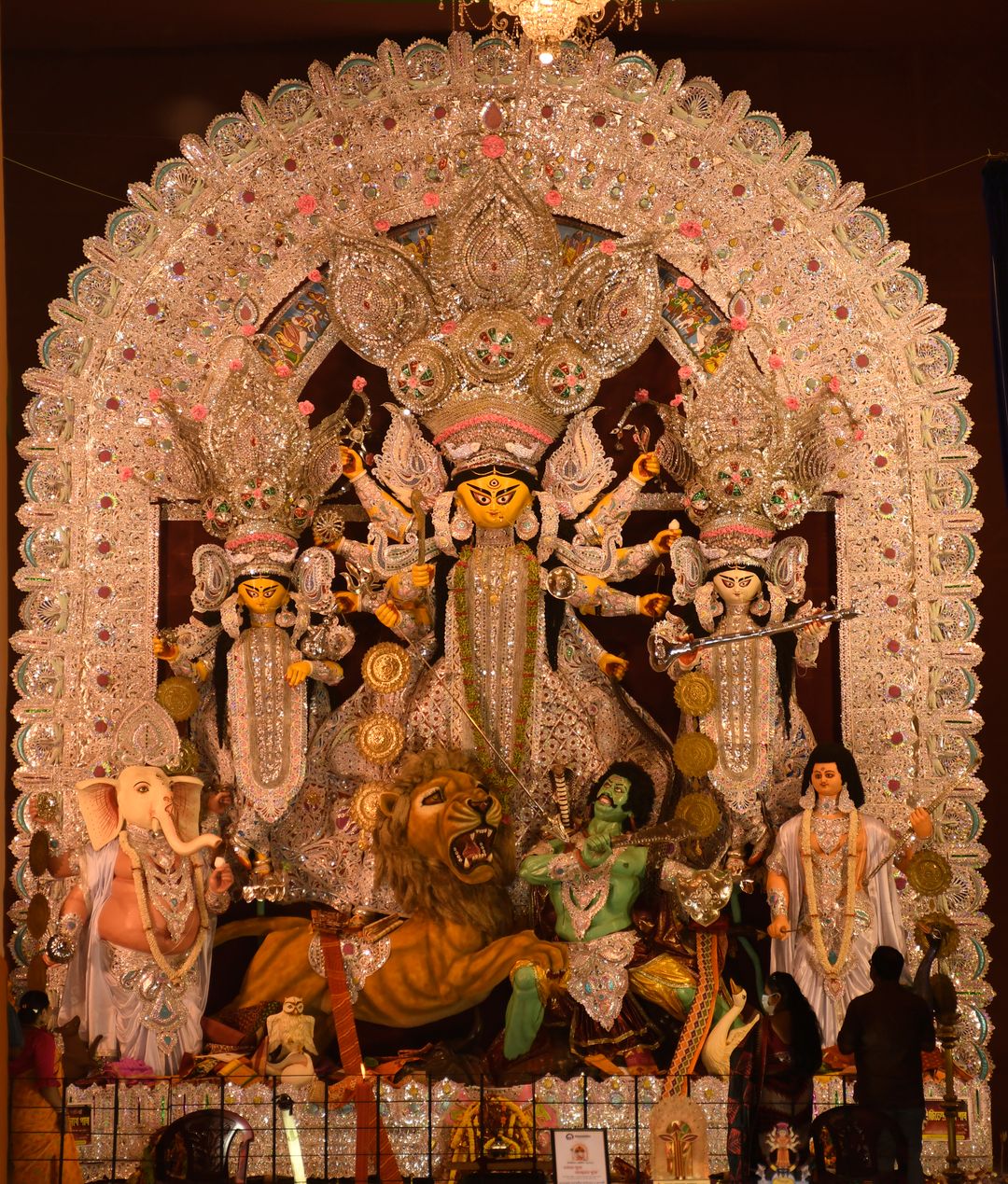 Goddess Durga altar at a Puja festival