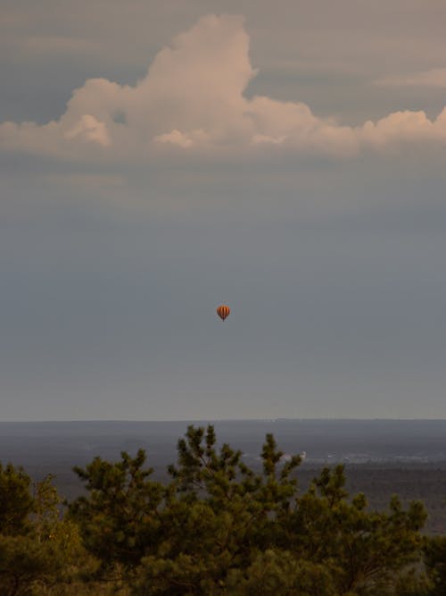 Hot Air Balloon Over the Blue Ocean 