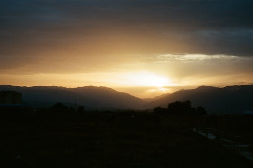剪影, 山, 日落 的 免费素材图片