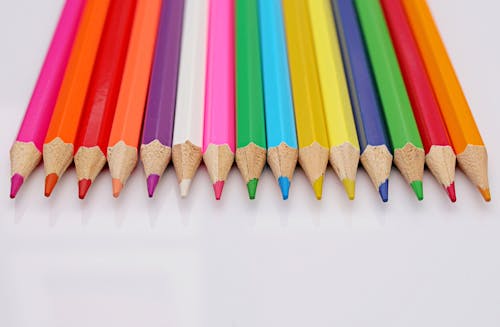 A Row of Sharpened Colored Pencils 