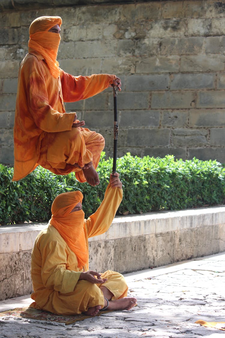 Meditation By Monks On Street