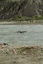A Drone Flying over a River