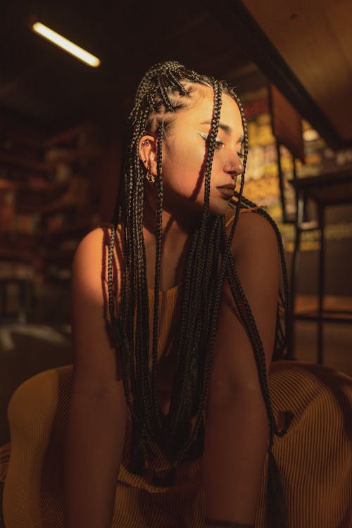 Free A Woman with Braids Hairstyle Stock Photo