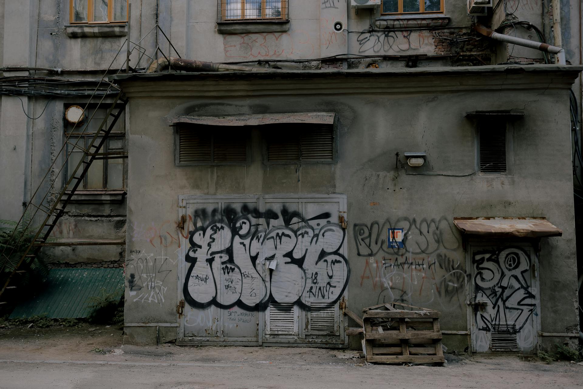 Graffiti Vandalism on Neglected Residential Building