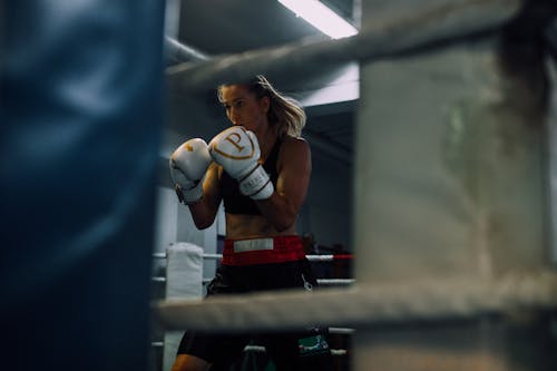 A Woman Inside the Boxing Ring