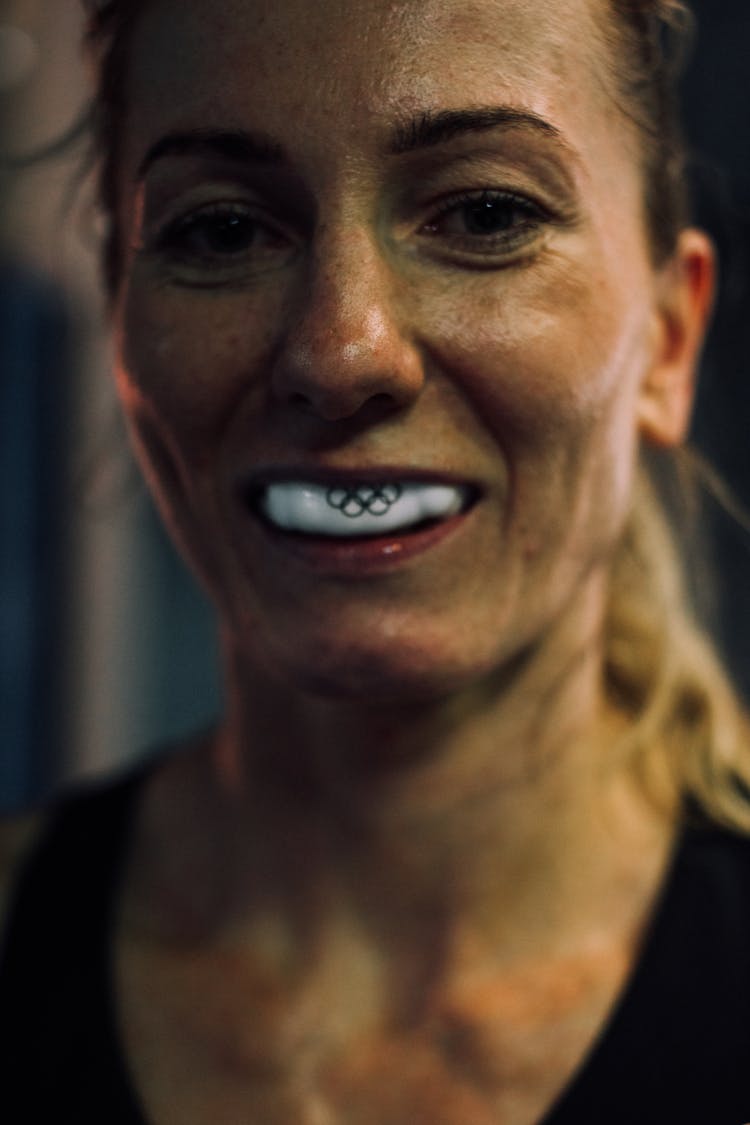 A Woman Wearing Mouthguard