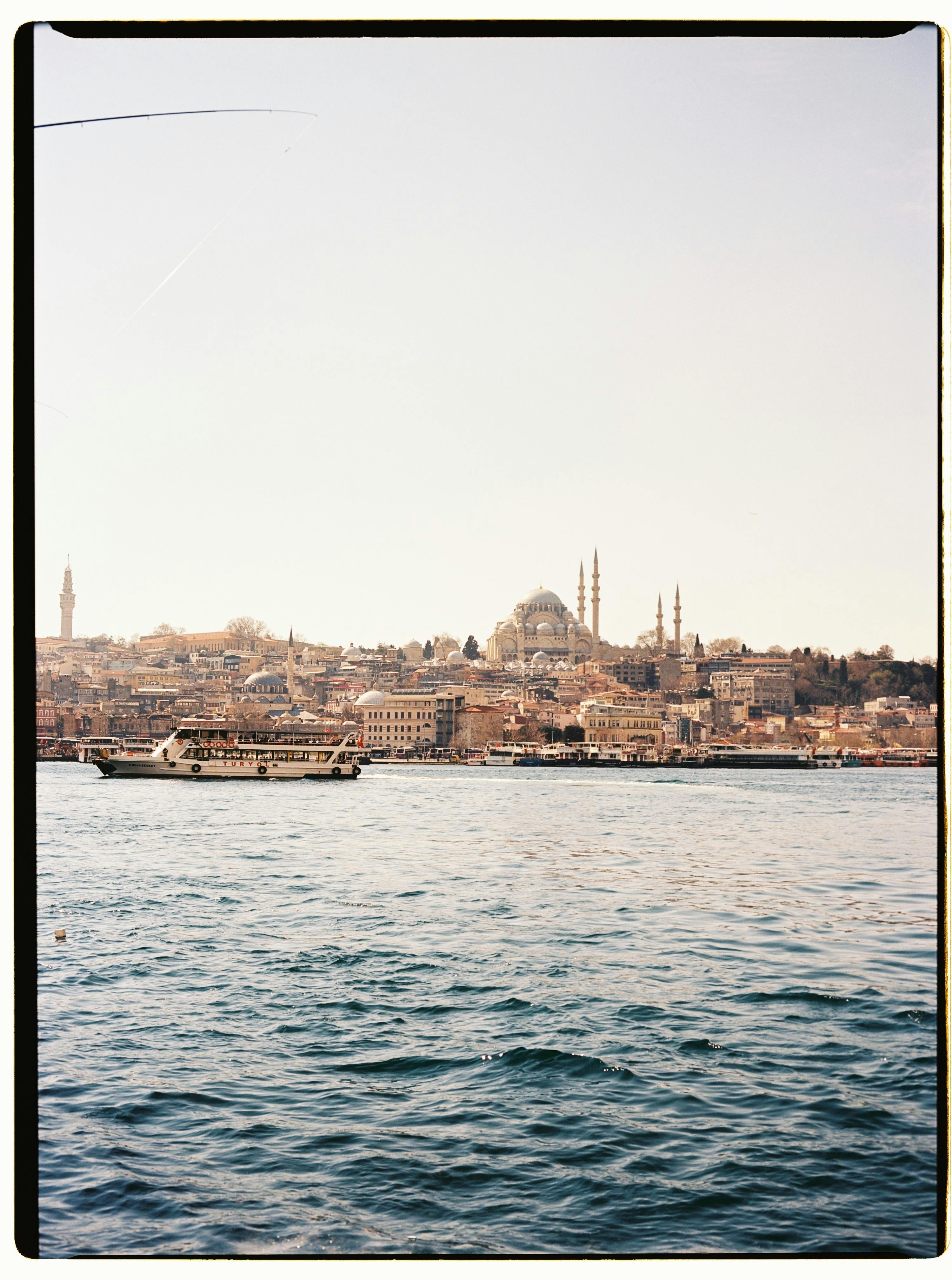 Stunning view of Hagia Sophia across the Bosphorus in Istanbul, Turkey. Perfect travel destination.
