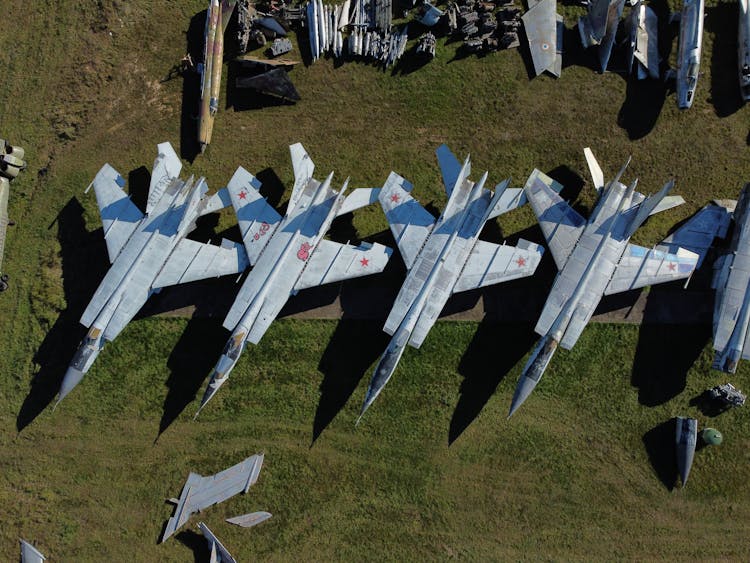 Military Airplanes On Grass