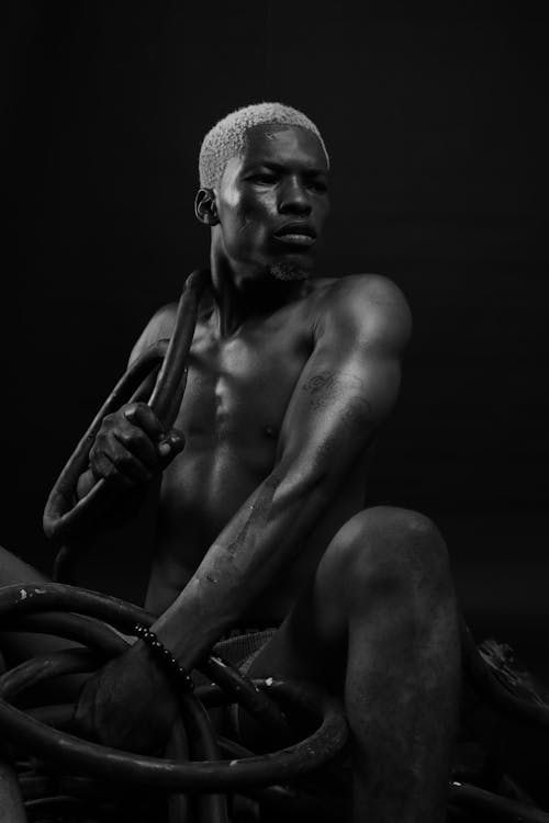 Portrait of Muscular-built Half-naked Man