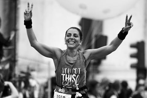 Black and White Portrait of Marathon Runner