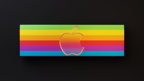 Apple Brand Symbol against Rainbow