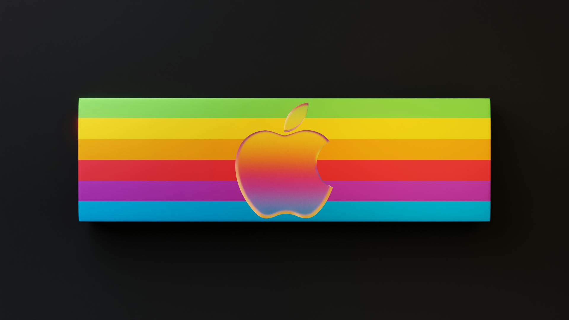 Apple Brand Symbol against Rainbow