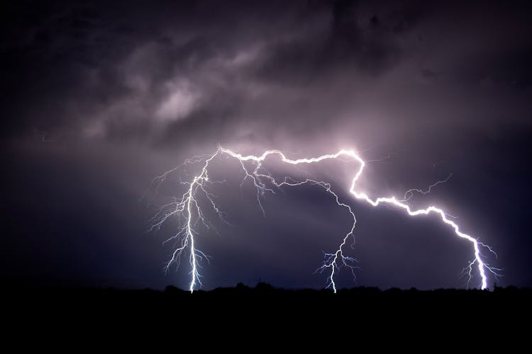 Lightnings On Night Sky