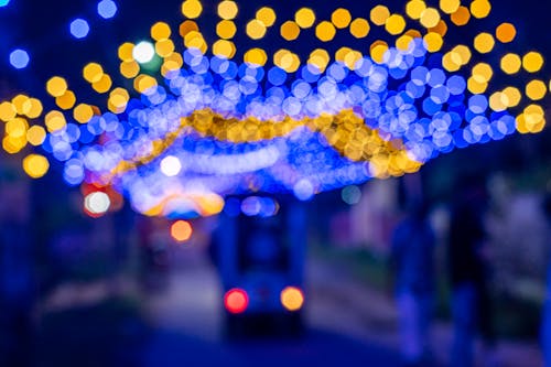 Yellow and Blue Bokeh Lights