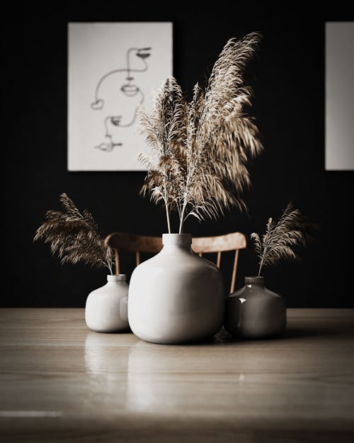 Dry Pampas Grass in Vases