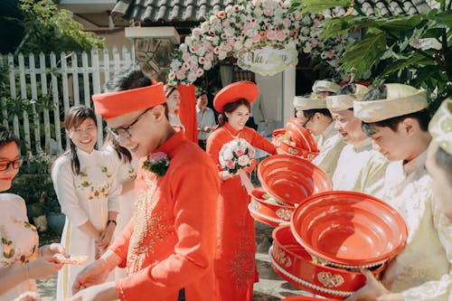 People During a Traditional Wedding Celebration 