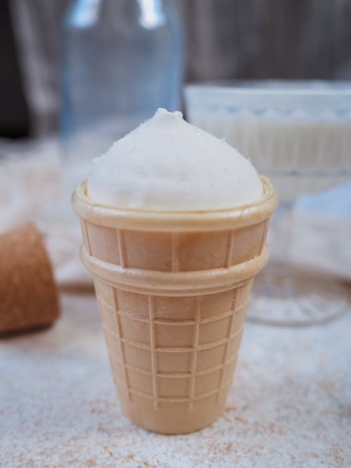 Close-Up Shot of Ice Cream in a Cone