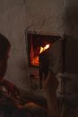 Person Opening House Fireplace