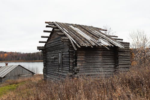 Free Wooden House near the Lake Stock Photo