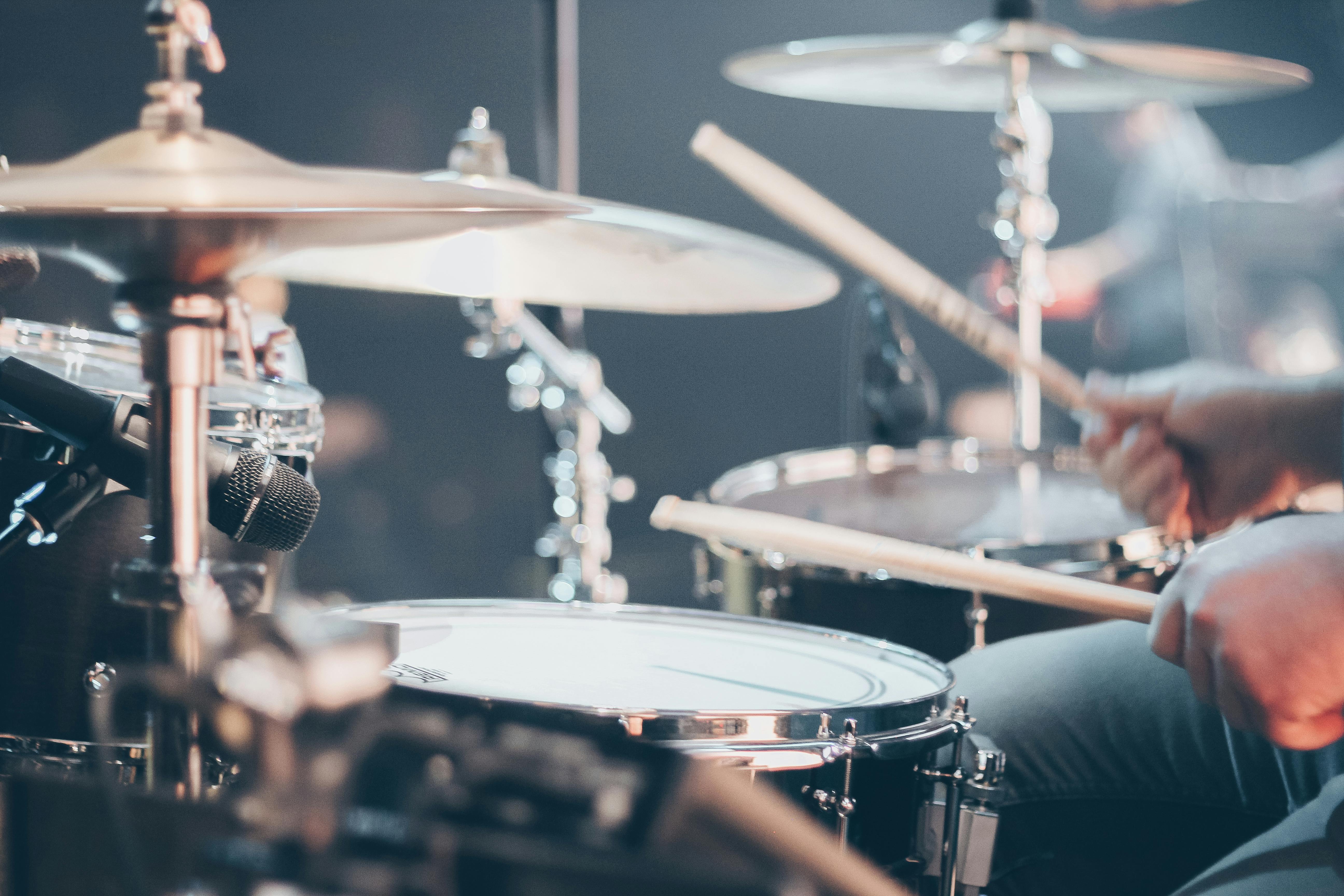 Close-up, part of a drum kit on a blurred background Stock Photo - Alamy