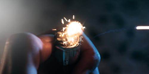 Close-Up Shot of Person Igniting a Lighter