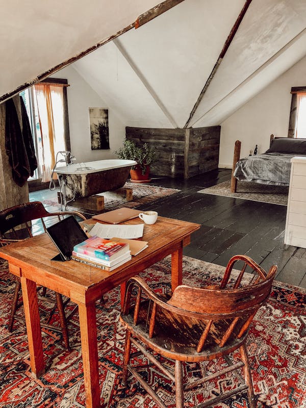 Furniture in Room with Sloped Ceiling