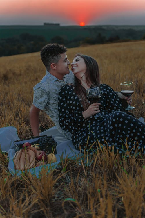 Immagine gratuita di amore, bicchieri di vino, campo