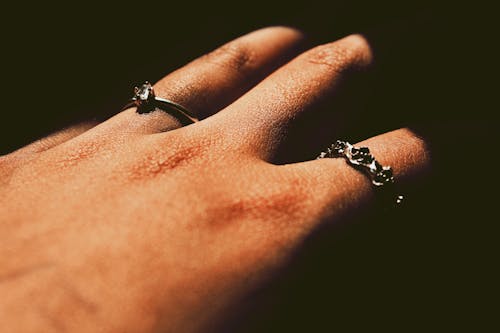 Close-Up Photo of a Person Wearing Silver Rings