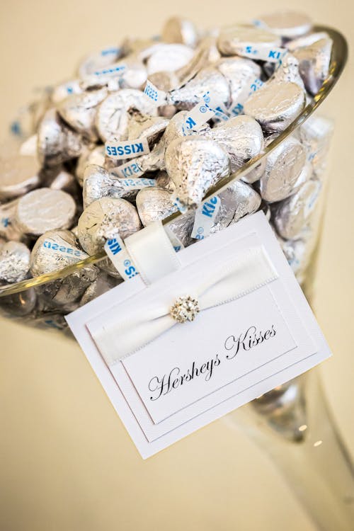 Hersheys Kisses on Glass Container