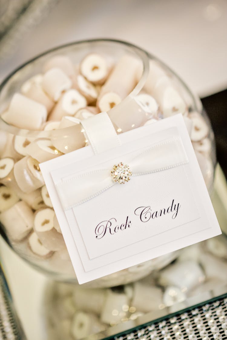 Glass Container With Rock Candy Card