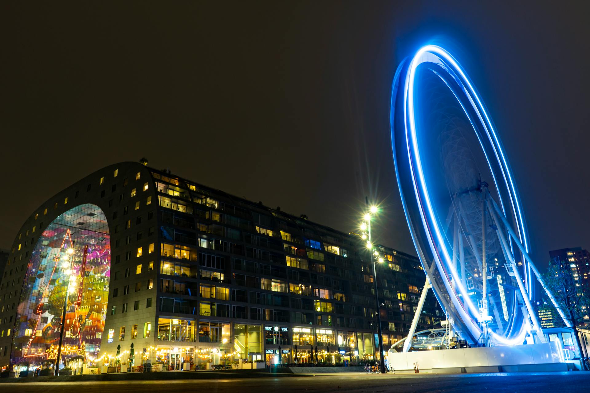 A Ferris Wheel Near the Markthal in Rotterdam