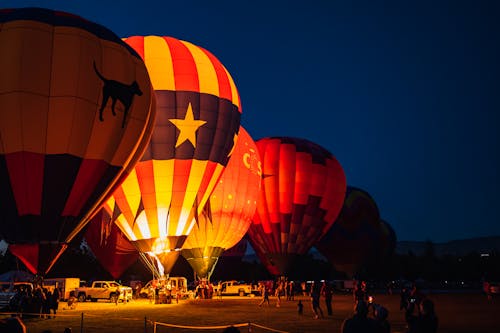 Free Crowds on Local Festival with Balloon Flights Stock Photo