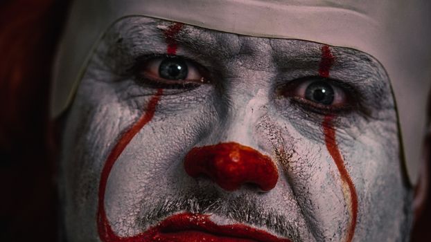 A Close-Up Shot of a Clown's Face