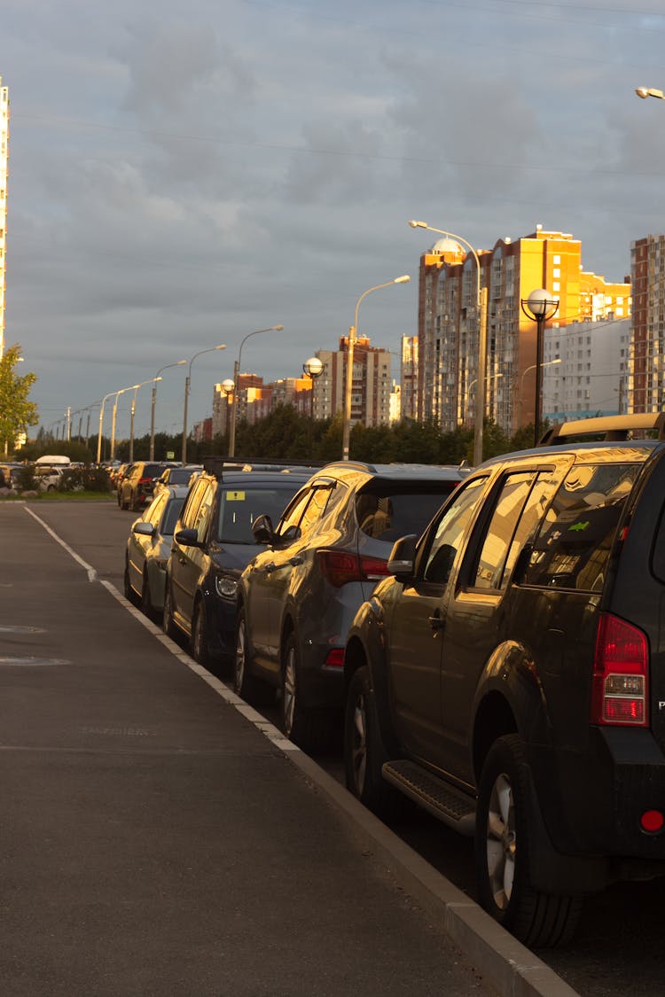 Cars Parallel Parked Along Sidewalk