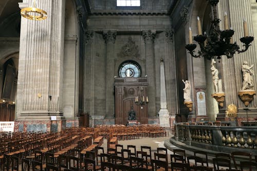 Interior of Saint-Sulpice Church in Paris, France
