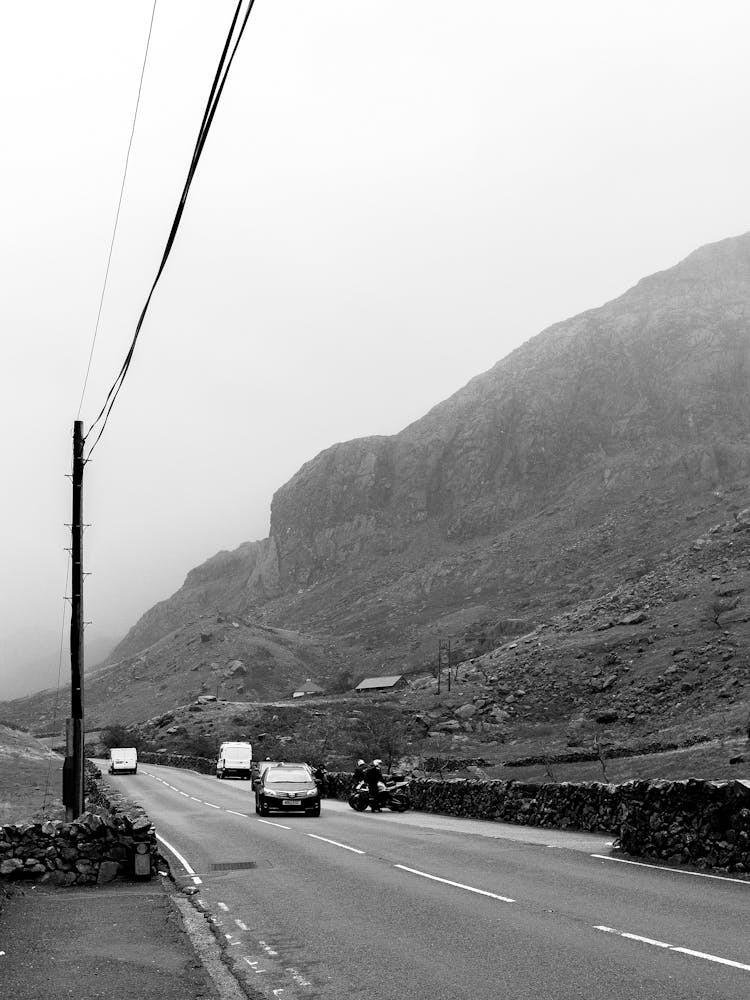 Road In Mountains In Black And White