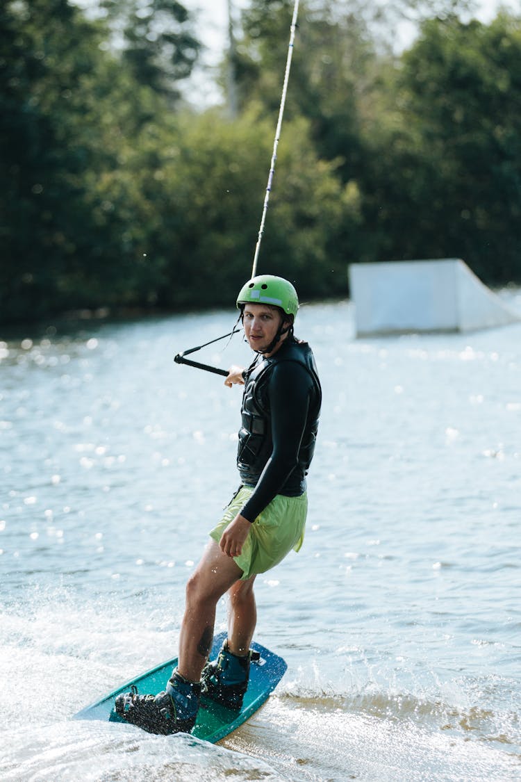 Man Wake Boarding