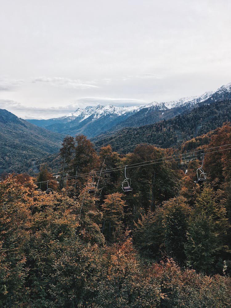 Mountain Valley With A Chairlift