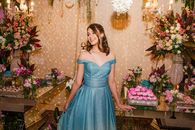 Attractive Woman in Blue Dress